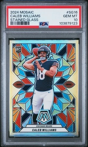 2024 Panini Mosaic Caleb Williams Stained Glass Chicago Bears Rookie PSA 10