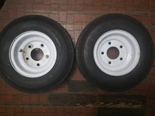 eCustomrim 2-Pk Trailer Tire On Rim 480X8 4.80-8 480-8 LRC 5 Lug White Wheel