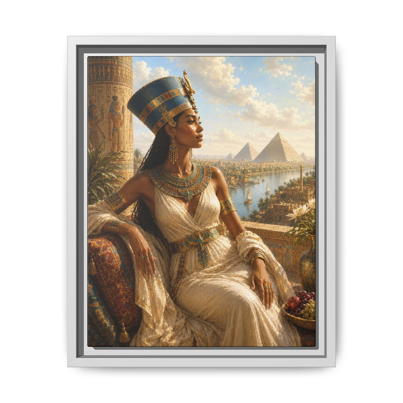 Egyptian Queen Nefertiti Canvas Framed | Matte Wall Art