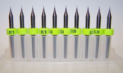 (10) 0.30mm (.0118'') CARBIDE END MILLS 2 FLUTE KYOCERA 1600.0118.045 MICRO CUT
