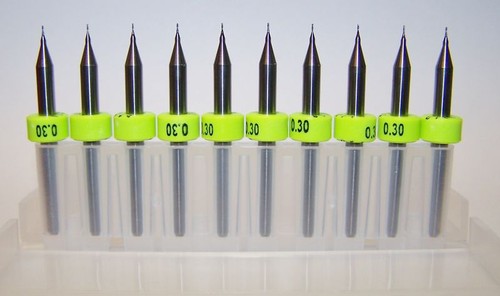 (10) 0.30mm (.0118") CARBIDE END MILLS 2 FLUTE KYOCERA 1600.0118.045 MICRO CUT - Picture 1 of 3