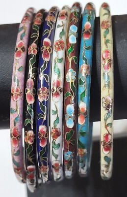 Vintage Cloisonne Bangle Bracelet Choose Your Color Enameled Boho Jewerlry