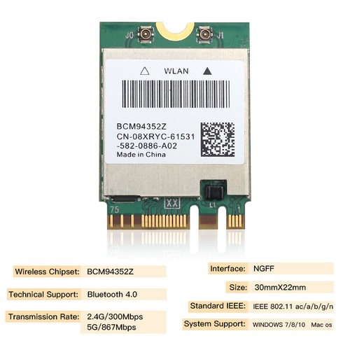 1200Mbps BCM94352Z DW1560 M.2 802.11AC WiFi Bluetooth 4.0 Hackintosh wifi card - Picture 2 of 7