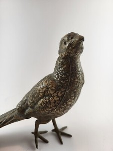 Rare 1940s Pheasant Bird home decor Cast metal figurine Collectible antiques 14"