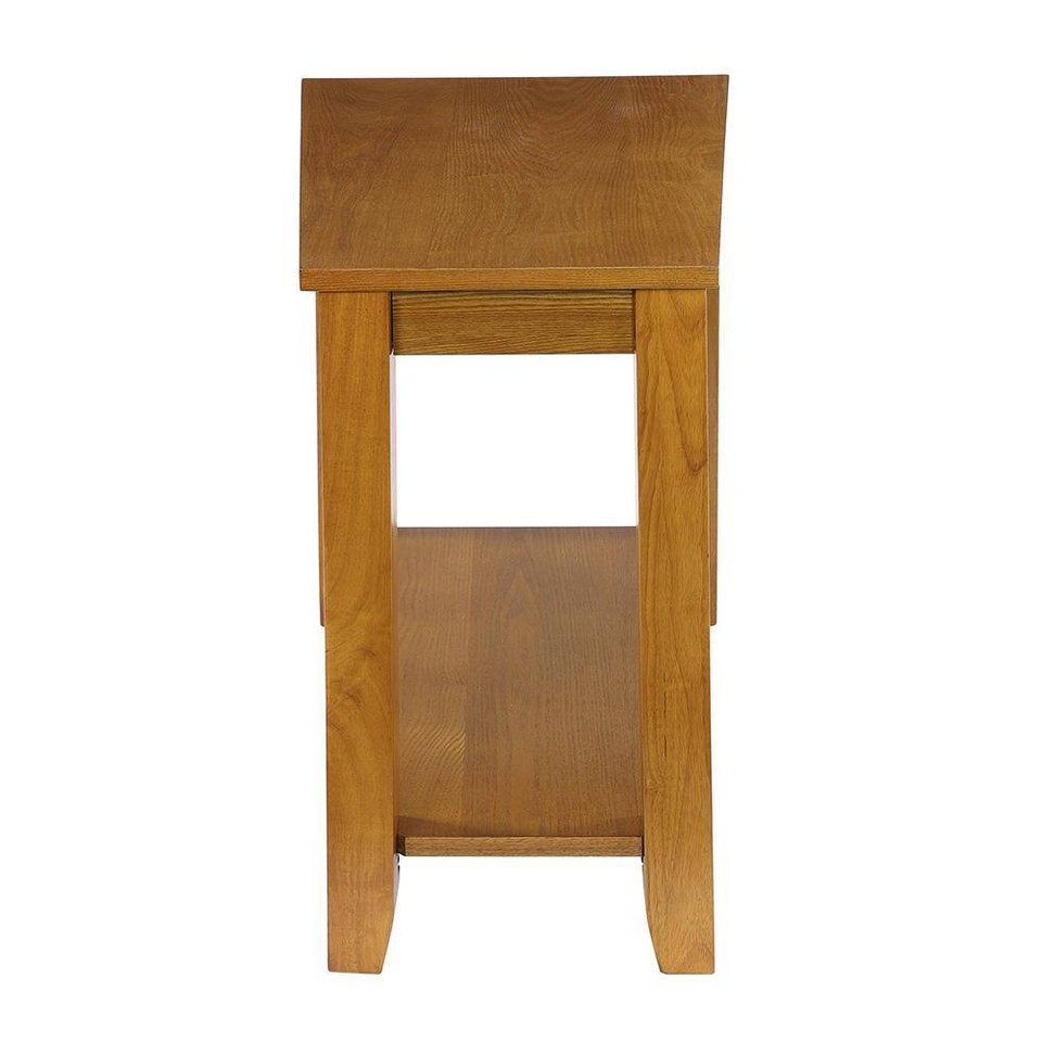 Miller 24 in. H Oak Finish Wedge Wood End Table eBay