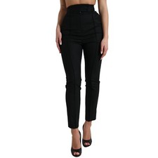 DOLCE & GABBANA Pants Black Wool High Waist Tapered Trouser IT40/US6/S 980usd