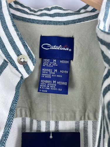 Men's Vintage 90s Catalina Button Down Shirt Size Medium Striped Short Sleeve - Picture 2 of 12