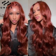 UNice Indian Reddish Brown Body Wave Bundles Human Hair Weave Cooper Red Weft 9A