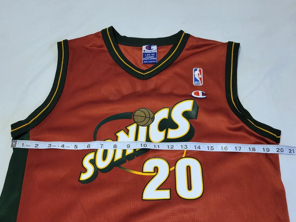 Camiseta RARA DEADSTOCK Campeón Gary Payton #20 Seattle Sonics ROJA JUVENIL L 14-16 Foto 4 de 4