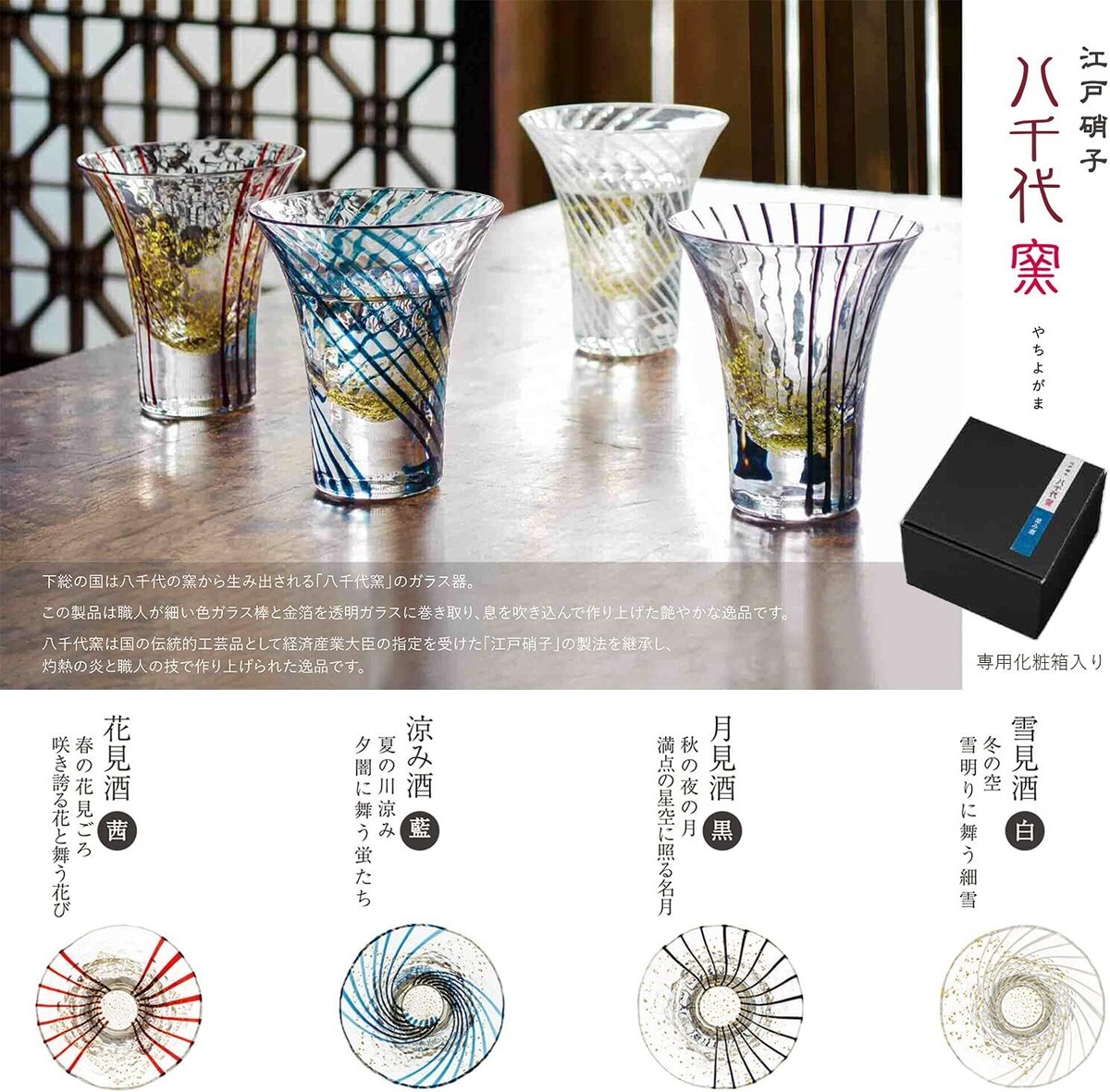 TOYO SASAKI GLASS Edo Glass Yachiyogama Cup Cool Sake 85ml Made in