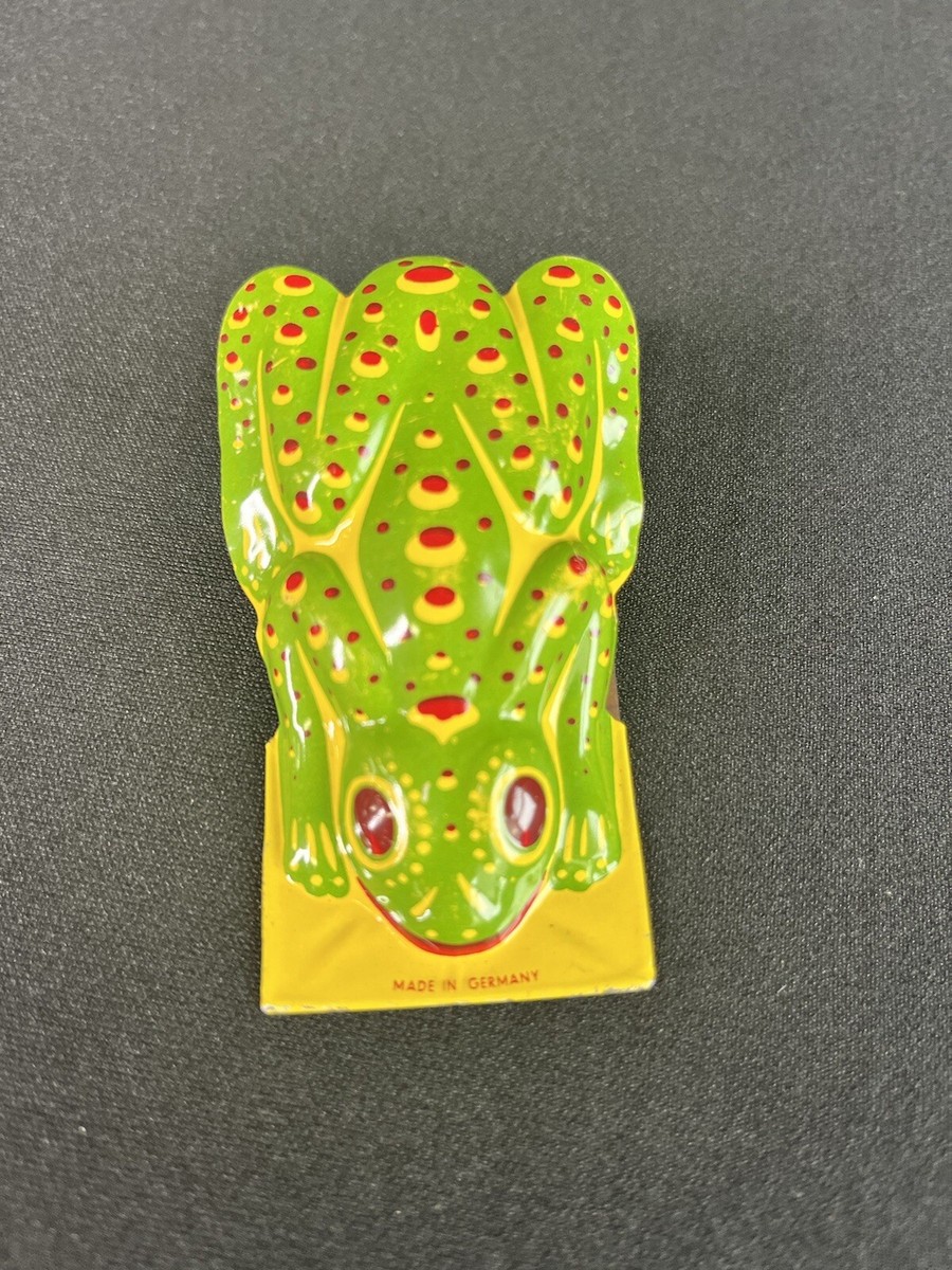 VINTAGE TIN TOY FROG Clacker & Crank Noisemaker Made in Germany