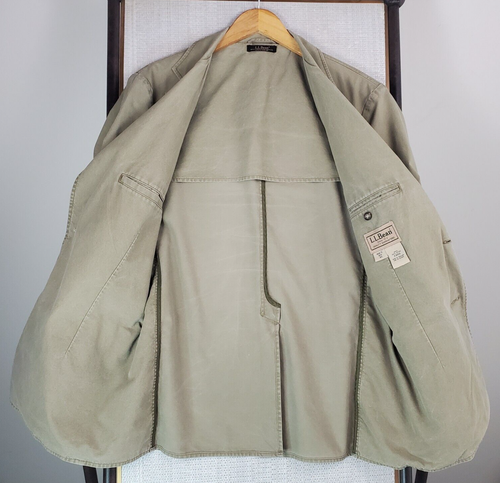 L.L. BEAN Mens Size 40 Reg Khaki Jacket Blazer 100% Cotton Twill Coat Medium - Picture 9 of 14
