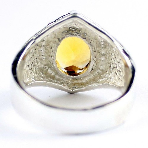 925 Sterling Silver Men's Gothic Ring, Citrine, SR234 - Picture 4 of 5