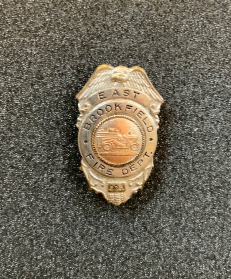 Nice Vintage East Brookfield Massachusetts Fire Department Badge Co. 1