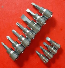 NEW CRAFTSMAN 11pc 1/4 & 3/8 Phillips Flat Tip Screwdriver Bit Driver Socket Set
