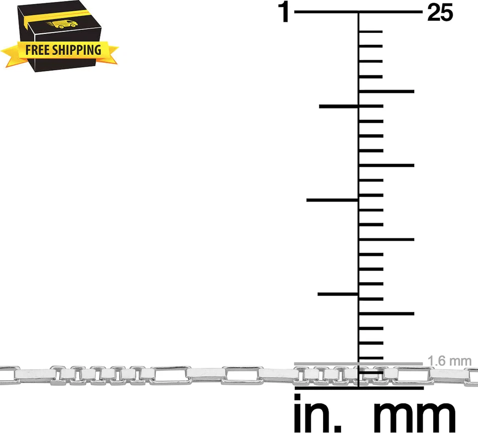 Sterling Silver 1.6Mm Alternate Box Chain Necklace (16, 18, 20, 22, 24 or 30) - Image 4 of 4