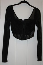 Garage Women's Top Long Sheer Sleeved Corset Black Size XS