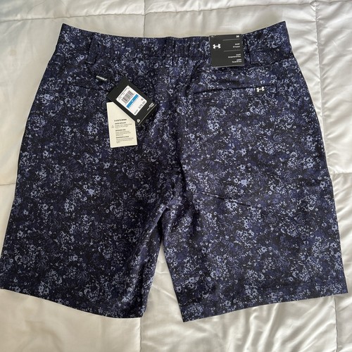 Pantaloncini da golf Under Armour Storm UA Drive blu stampati taglia 36 nuovi con etichette $75
