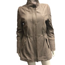 June Sand Leather And Rabbit Fur Trim Anorak Jacket Size Small New $695