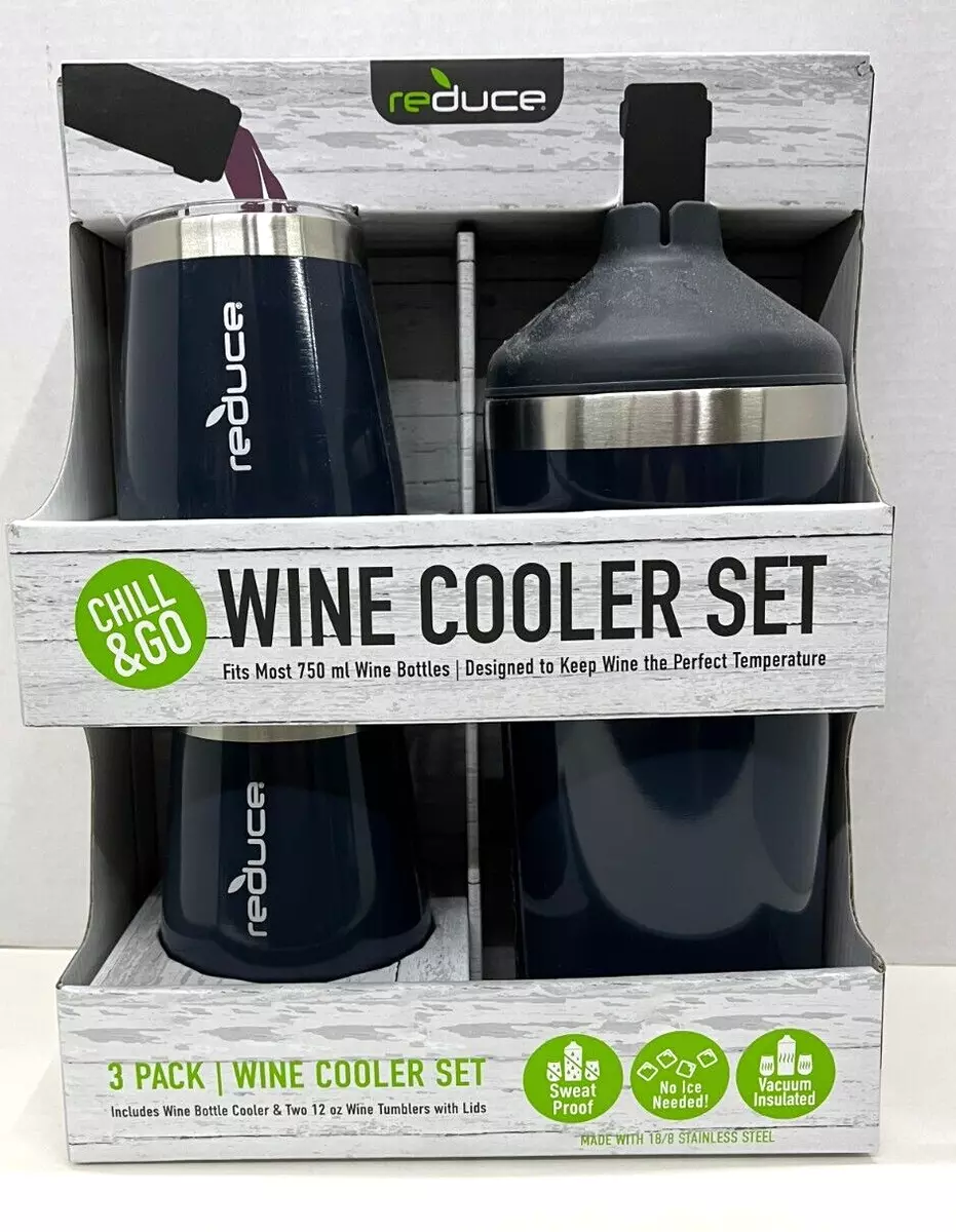 Stainless Steel Wine Bottle Cooler Set with 12oz Insulated Wine Tumblers