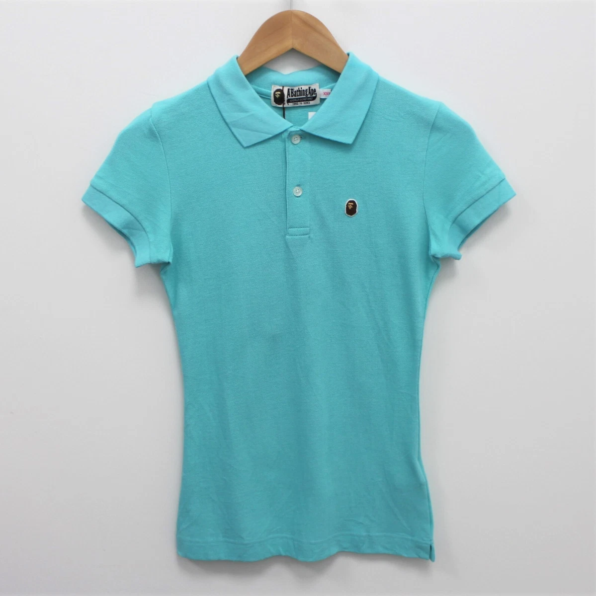 Bape A Bathing Ape Embroidered Logo Polo Shirt Teal Women's