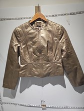 Ladies Real Leather Gold Jacket Size 12 Marks And Spencer Express Shipping