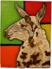 Original Llama named Piet Farm Animal Kim Loberg modern abstract Art painting