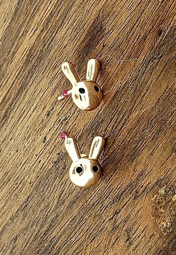 NEW EARRINGS BUNNY HEAD STYLE EXCLUSIVE FASHION ANTIALLERGIC GOLD COLOR - 第 1/3 張圖片