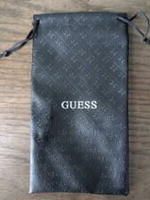 GUESS Black Faux Leather Textured Sunglasses Pouch Drawstring Soft Case