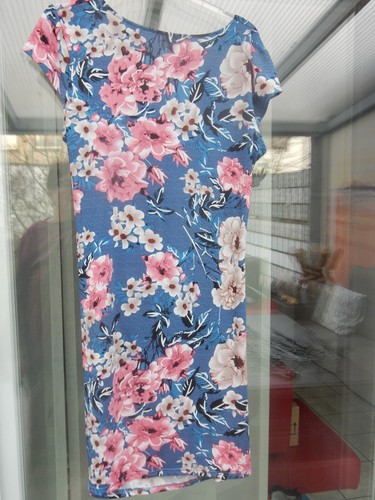 Kleid mit Wickeloptik oben, tolle Farben, Gr. L (ca. 44/46), - Bild 4 von 4