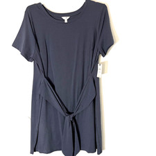Terra Sky Dress Gray Front Tie NWT Size 1X Short Sleeve