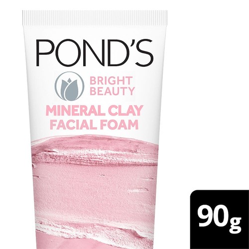 Ponds Bright Beauty Mineral Clay Facial Foam 90g Deep Clean Oil Free Glow