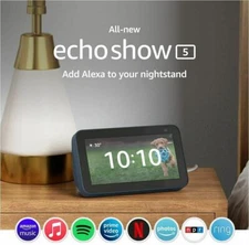 Amazon Echo Show 5" (2nd Gen) 2021 smart display Alexa, New Model, Charcoal
