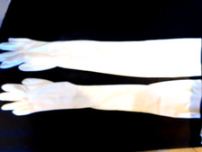  GRANDOE LADIES WHITE NYLON DRESS GLOVES UNLINED SIZE 7