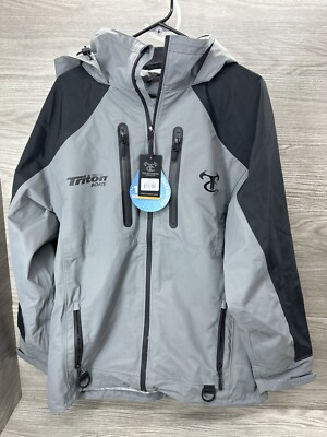 Men Truetimber Wave Tamer Triton Boats Fishing Parka Hooded Jacket Gray Sz  Large