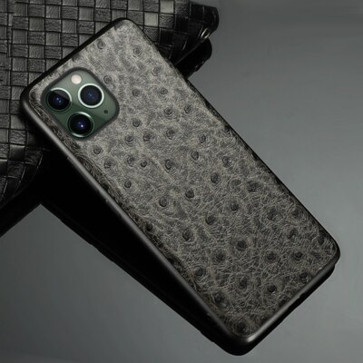 Luxury Leather Ostrich Grain Armor Back Cover Case For iPhone 13 14 Pro Max 12