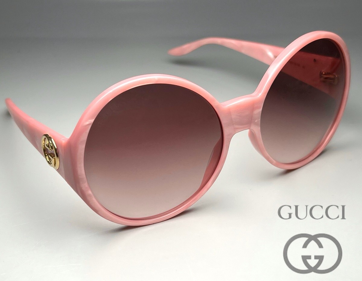 【超美品】GUCCI ピンク ラメ サングラス ラウンドフレーム サングラス（アジアン フィット）ピンク