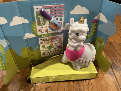 New Style 4 Ever Llama Unicorn Coin Bank Glow In The Dark 50 Stickers  Gems Kids