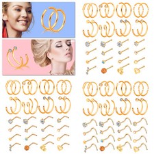 32Pcs 20G Tiny Nose Ring Studs Piercing Kit Surgical Steel Lip Daith Earrings