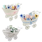 Newborn Boy & Girl Baby Shower Party Gifts Basket Hamper Small Wicker Stroller