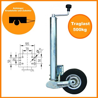 Schwerlast automatik Stützrad - Stützlast: 500kg  - Rad 225x70 Anhänger Trailer