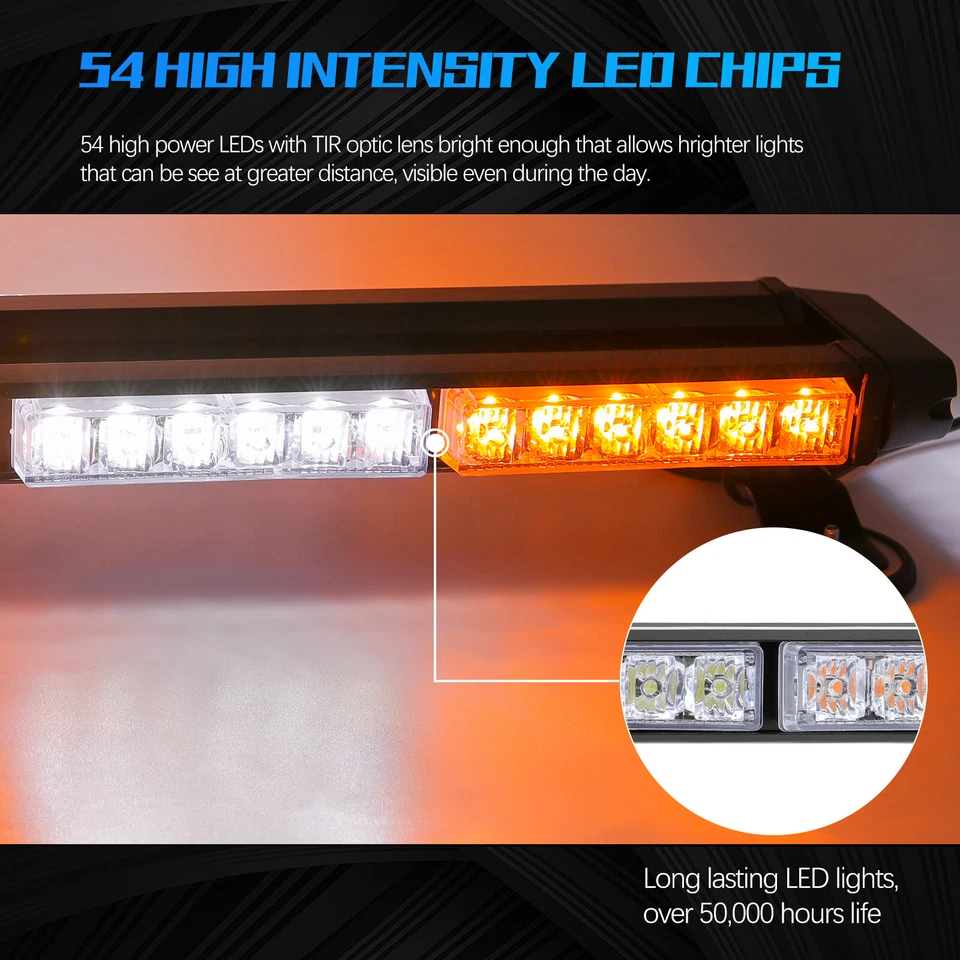 54LED Emergency Strobe Lights Bar Warning Rooftop Double Side For Toyota 4Runner - Изображение 4 из 4
