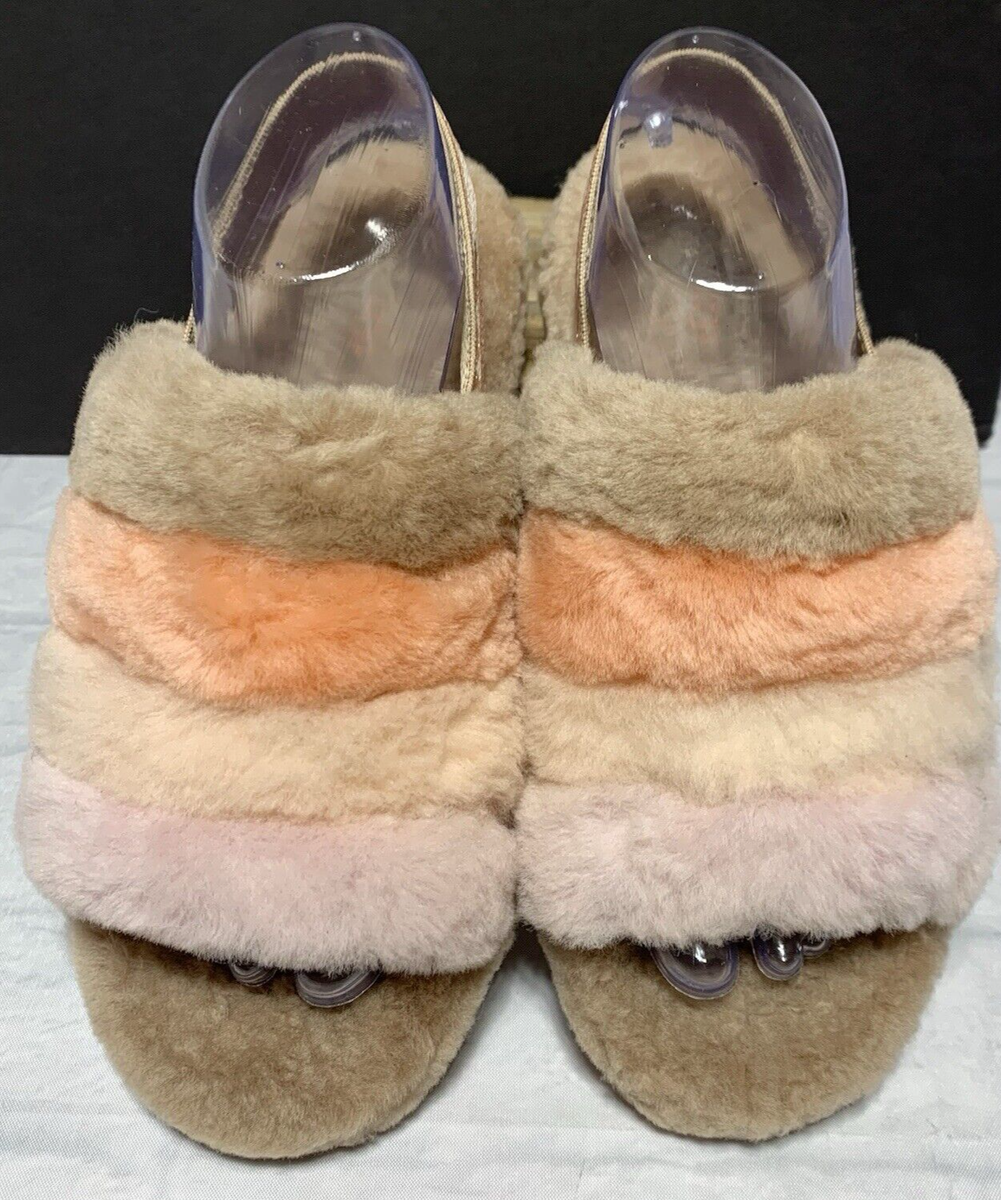 UGGS Women's Fluff Yeah Slide LAVA Slingback Slipper Sandal Beachwood Size  EUC