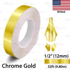 1/2" Vinyl Pinstriping Pin Stripe Styling Tape Decal Sticker 12mm CHROME GOLD