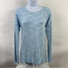 Champion Elite Sweatshirt Women's Medium Lightweight Crew Neck Rayon Blend Blue