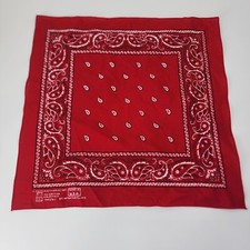Paris Accessories Bandana Red Paisley 100 Cotton 20" Square USA Made Vintage