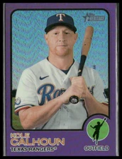 Kole Calhoun #602 2022 Topps Heritage Purple Refractor Texas Rangers