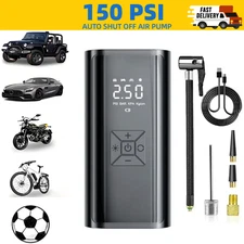 Cordless 150 PSI Air Compressor Tire Inflator Fits Car Moto Bike Tires Air Pump-