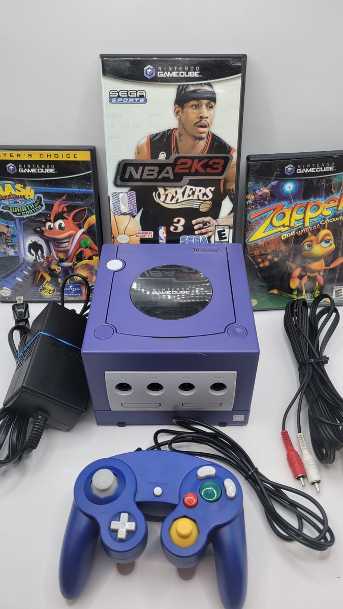 Nintendo Purple Indigo GameCube+Console+ Controller+ Games Bundle