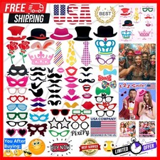 Photo Booth Props - 66 Piece Multicolor Kit - Fun Selfie Party Accessories - ...
